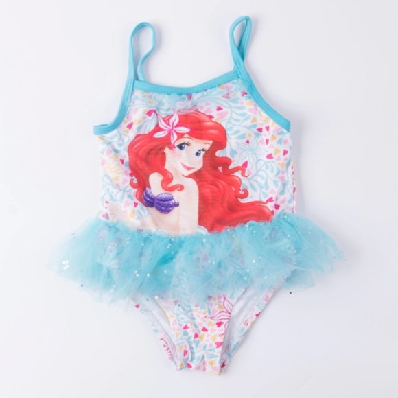 Other - Girl girls toddler swimsuit one-piece Ariel Little Mermaid sparkly new colorful